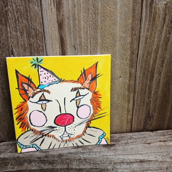 Colorful Cat Clown Canvas Art - Picture 4 of 8